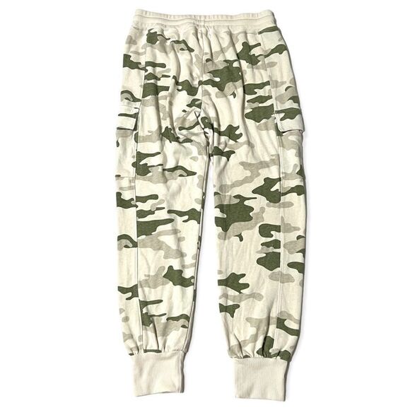 SUNDRY Camo Jogger Sweatpants Cargo Pockets Cream Green Size M - Picture 3 of 12